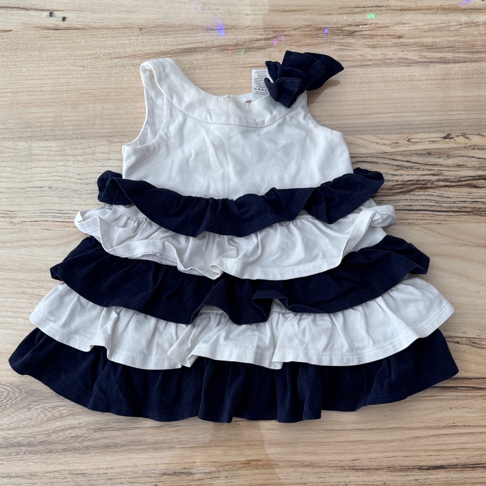 Janie and Jack 6-12 Navy and White Layered Dress